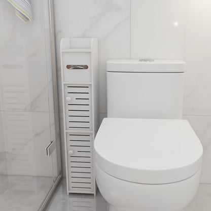 Armadietto da bagno piccolo, organizzatore sottile e lavorato in PVC, ideale per spazi ristretti, facile da montare e durevole, mobiletto multiuso porta carta igienica per bagno, camera da letto e soggiorno