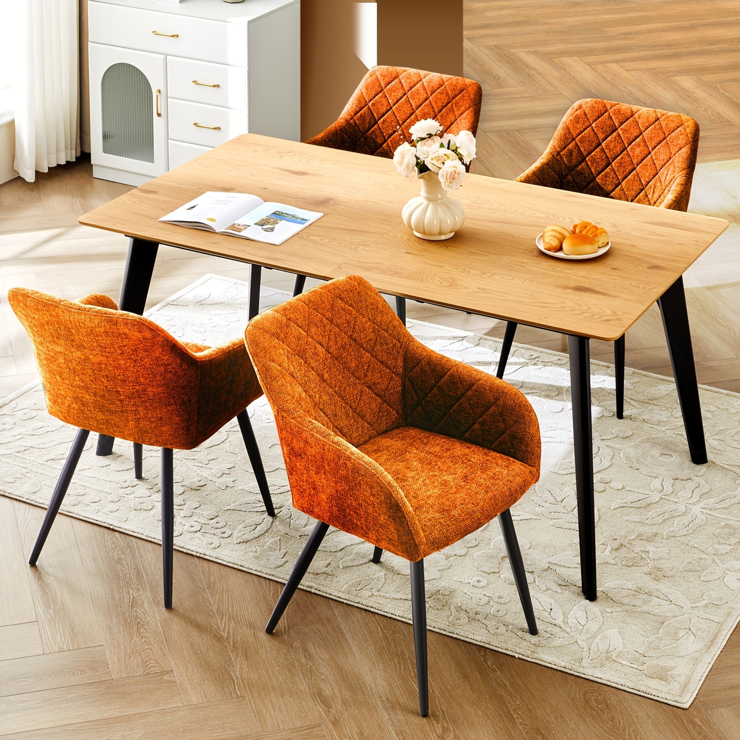 Set di 2 sedie da pranzo moderne in velluto/bancale, sedie da relax con schienale imbottito, braccioli e gambe in metallo, sedie angolari per cucina, soggiorno, ufficio domestico, reception