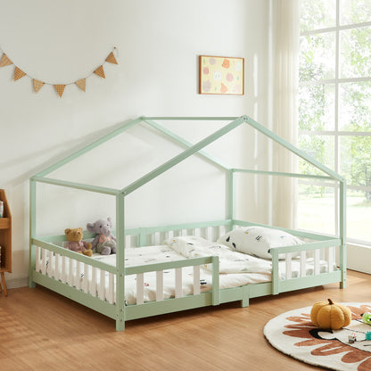 Letto per Bambini Treviolo in Stile Casa con Protezione Anticaduta in Legno di Pino