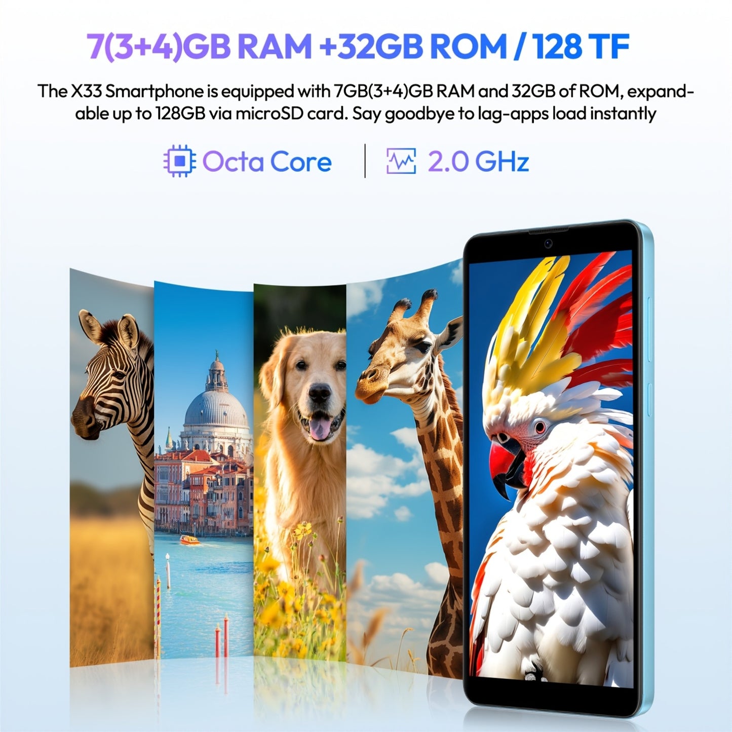 XGODY Smartphone Android 15 con Schermo Touchscreen da 6.0", 7GB RAM + 32GB ROM, 4G LTE Dual SIM, Processore Octa-Core, Telefono Cellulare con Fotocamera da 5MP + 8MP, Sblocco Facciale, Batteria da 3500Mah, con Custodia e Pellicola Gratuiti, Ottimi Regali