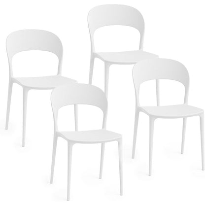 Baroni Home Set 4 Sedie in Plastica Bianca – Sedie Impilabili, Pronte all’Uso Senza Montaggio, Facili da Pulire, con Piedini Antiscivolo per Maggiore Stabilità – Ideali per Cucina, Soggiorno, Sala da Pranzo, Giardino, Terrazzo o Balcone – Sedute Comode e