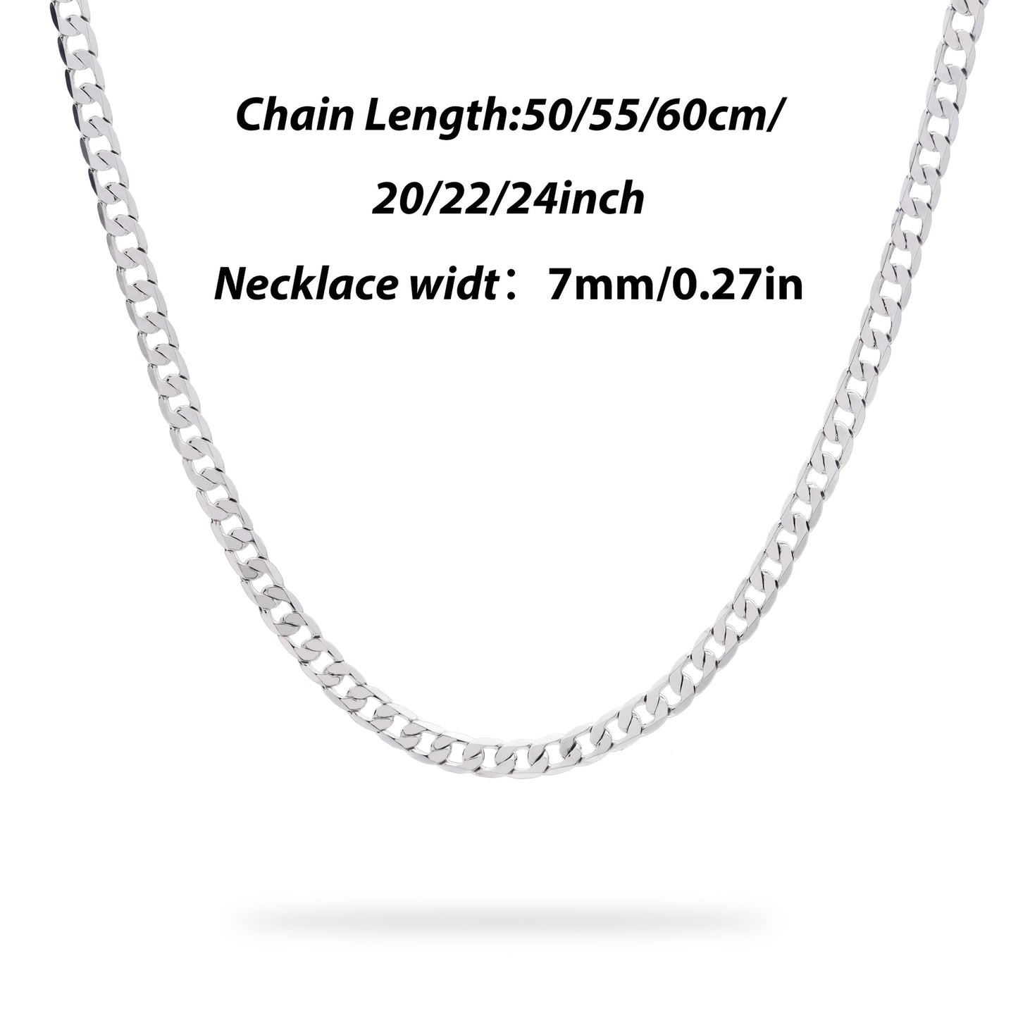 Collana catena cubana da 7 mm in argento sterling 925 adatta sia per uomini che per donne, stile punk hip-hop rock, adatta per abbigliamento casual e formale quotidiano, appassionati di moda di tendenza, Halloween, Natale, regali di compleanno, regali per