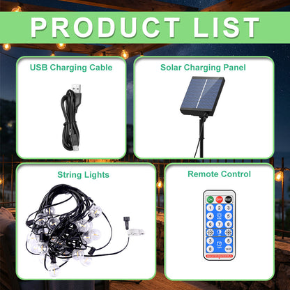 Catena Luminosa Solare da Esterno, 15M/20M/30M LED Luci da Giardino Dimmerabili Timer 8 modalità di illuminazione regolabili per Picnic Turistici, Atmosfera Decorativa, Illuminazione Cortile, Feste di Matrimonio, Cortili Esterni, Pergola Patio