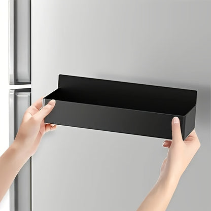 2 Pezzi Grandi Cestini Magnetici in Plastica per Conservazione, Porta Spezie Magnetico Laterale, Senza Foratura o Colla, Ripiano Rimovibile, Adatto per Frigorifero, Microonde e Lavatrice