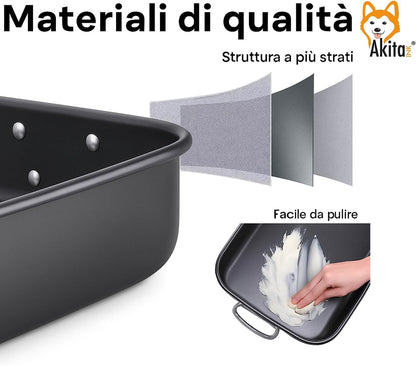 AKITAInk Set 4 Teglie Antiaderenti 20-25-30-35 cm | Alluminio, Cottura Uniforme, Bordo Alto, Lavabili in Lavastoviglie, Senza Grassi per Pizze e Torte Made in Italy