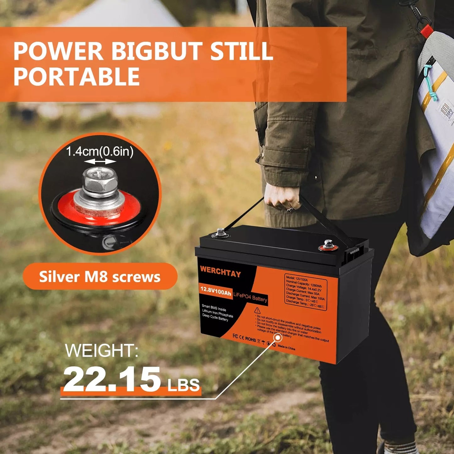 Confezione da 1/2/4 Batteria al Litio Ferro Fosfato, Batteria LiFePO4 12.8V con BMS Intelligente 25.000+ Cicli di Scarica Profonda, 1280Wh Protezione a Bassa Temperatura Integrata, Batteria Marina Adatta per Elettrodomestici, Camper Solari, Accumulo di En