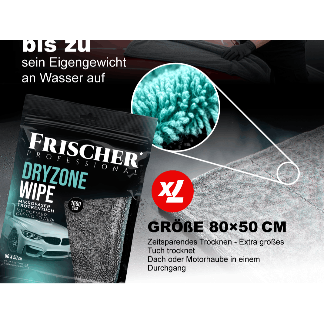 Asciugamano per auto 50X80 cm 1600 GSM - Microfibra premium grande, senza macchie e graffi, asciugatura rapida, double-face