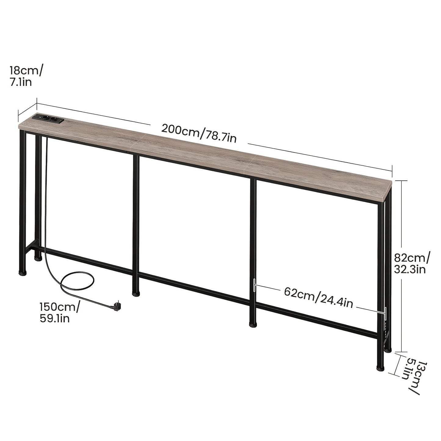 Tavolino Comodino Lungo e Sottile - Elegante Tavolino Rettangolare per Divano per Spazi Piccoli, Perfetto come Tavolino da Letto o dietro il Divano, Moderno Tavolino Sa Sottile con Organizzatore, per Soggiorno, Ingresso, Corridoio, Marrone