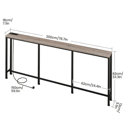 Tavolino Comodino Lungo e Sottile - Elegante Tavolino Rettangolare per Divano per Spazi Piccoli, Perfetto come Tavolino da Letto o dietro il Divano, Moderno Tavolino Sa Sottile con Organizzatore, per Soggiorno, Ingresso, Corridoio, Marrone
