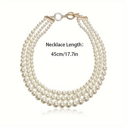 Collana in argento 925, una collana alla moda ipoallergenica a tre strati con perle d'acqua per donne, ideale come regalo per feste femminili, compleanni, banchetti, incontri, regalo per madri, anziani, insegnanti, confezionata in scatola regalo