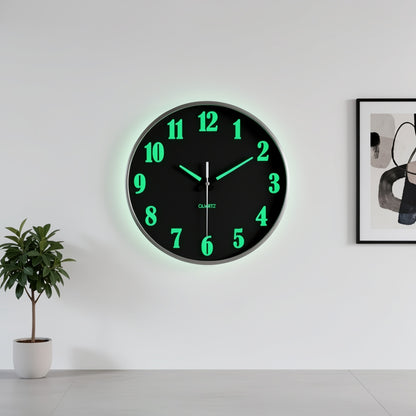 Orologio da parete al quarzo moderno minimalista da 12 pollici con movimento analogico luminoso/ e silenzioso senza ticchettio, alimentato a batteria, adatto per arredo soggiorno, camera da letto, cucina - Meccanismo, plastica/vetro, batteria non inclusa