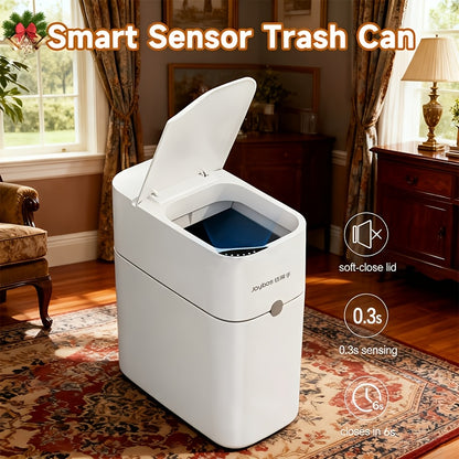 Cestino Sensore Piccolo per Bagno, Bianco con Coperchio, Cestino Intelligente per Bagno, Prodotti per la Casa, Consigliato per Cucina, Bagno, Camera da Letto