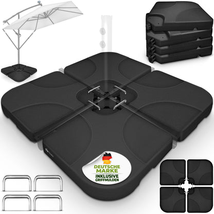 Tillvex® Supporti per Ombrelloni da Sole 60 Litri / 80 Kg - 4 Parti per Ombrellone con Semaforo Incluse Connettori in Metallo | Peso Ombrellone Riempibile con Acqua o Sabbia | Supporto per Ombrellone Resistente alle Intemperie per Balcone Esterno, Terrazz