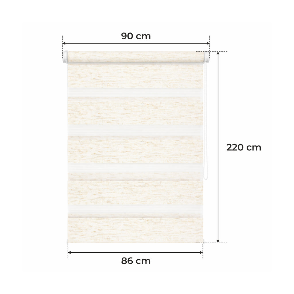 Tenda a Rullo Giorno & Notte - Beige Melange - 32 Misure - BOJANEK Giorno & Notte - Installazione Finestra Non Invasiva, Nessuna Foratura Richiesta, Regolazione a Catena, Supporti Regolabili per Varie Spessori di Finestra, Design Moderno, Protezione dalla
