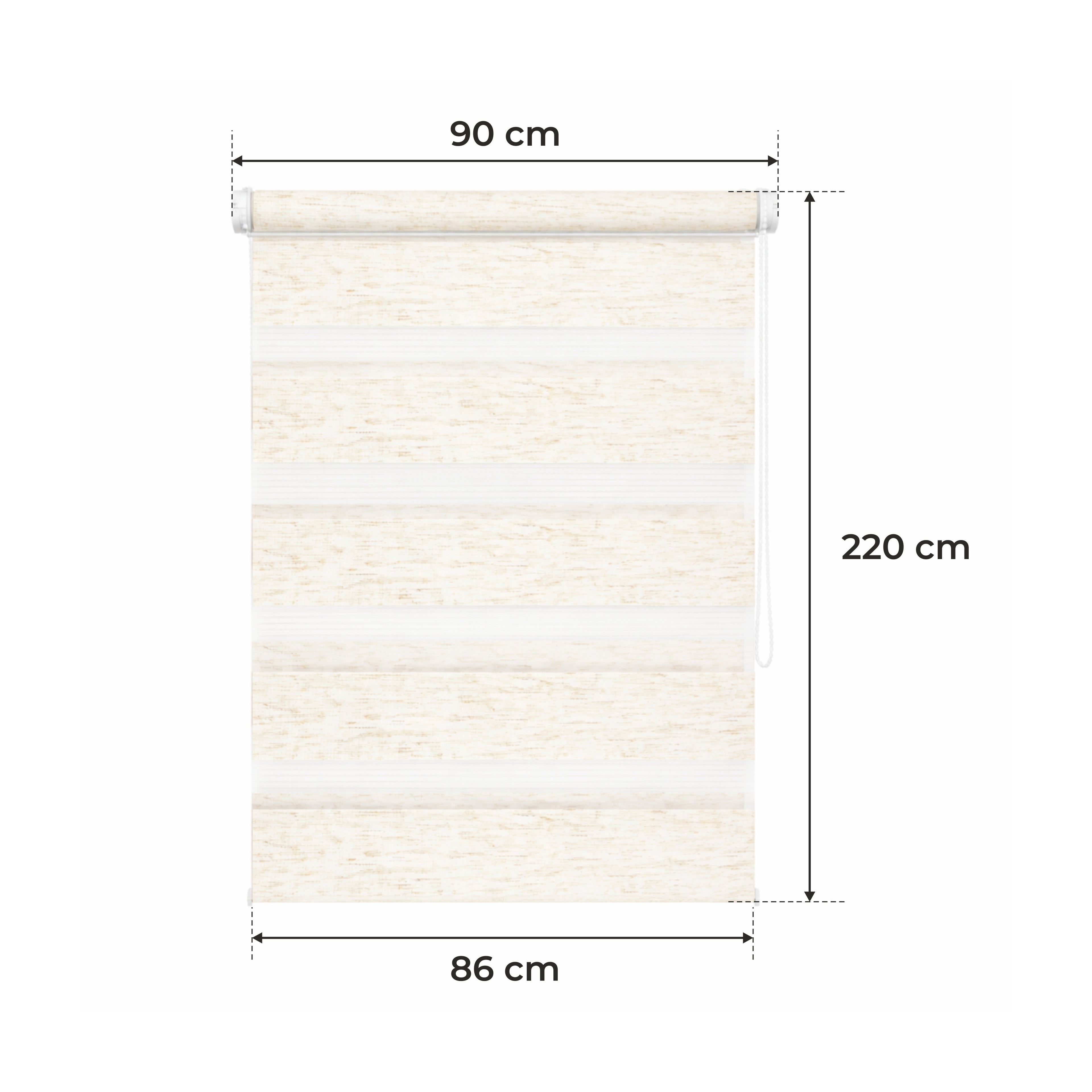 Tenda a Rullo Giorno & Notte - Beige Melange - 32 Misure - BOJANEK Giorno & Notte - Installazione Finestra Non Invasiva, Nessuna Foratura Richiesta, Regolazione a Catena, Supporti Regolabili per Varie Spessori di Finestra, Design Moderno, Protezione dalla