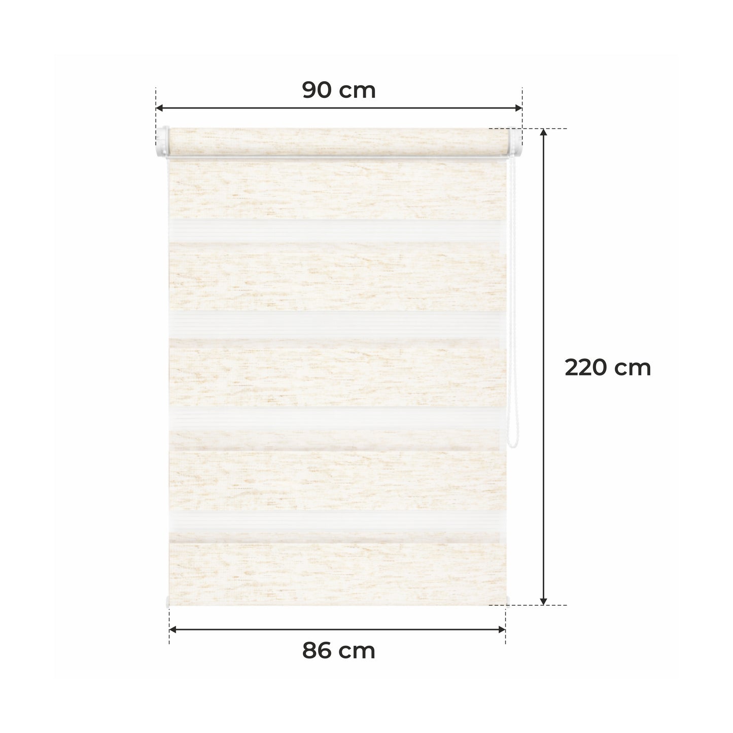 Tenda a Rullo Giorno & Notte - Beige Melange - 32 Misure - BOJANEK Giorno & Notte - Installazione Finestra Non Invasiva, Nessuna Foratura Richiesta, Regolazione a Catena, Supporti Regolabili per Varie Spessori di Finestra, Design Moderno, Protezione dalla