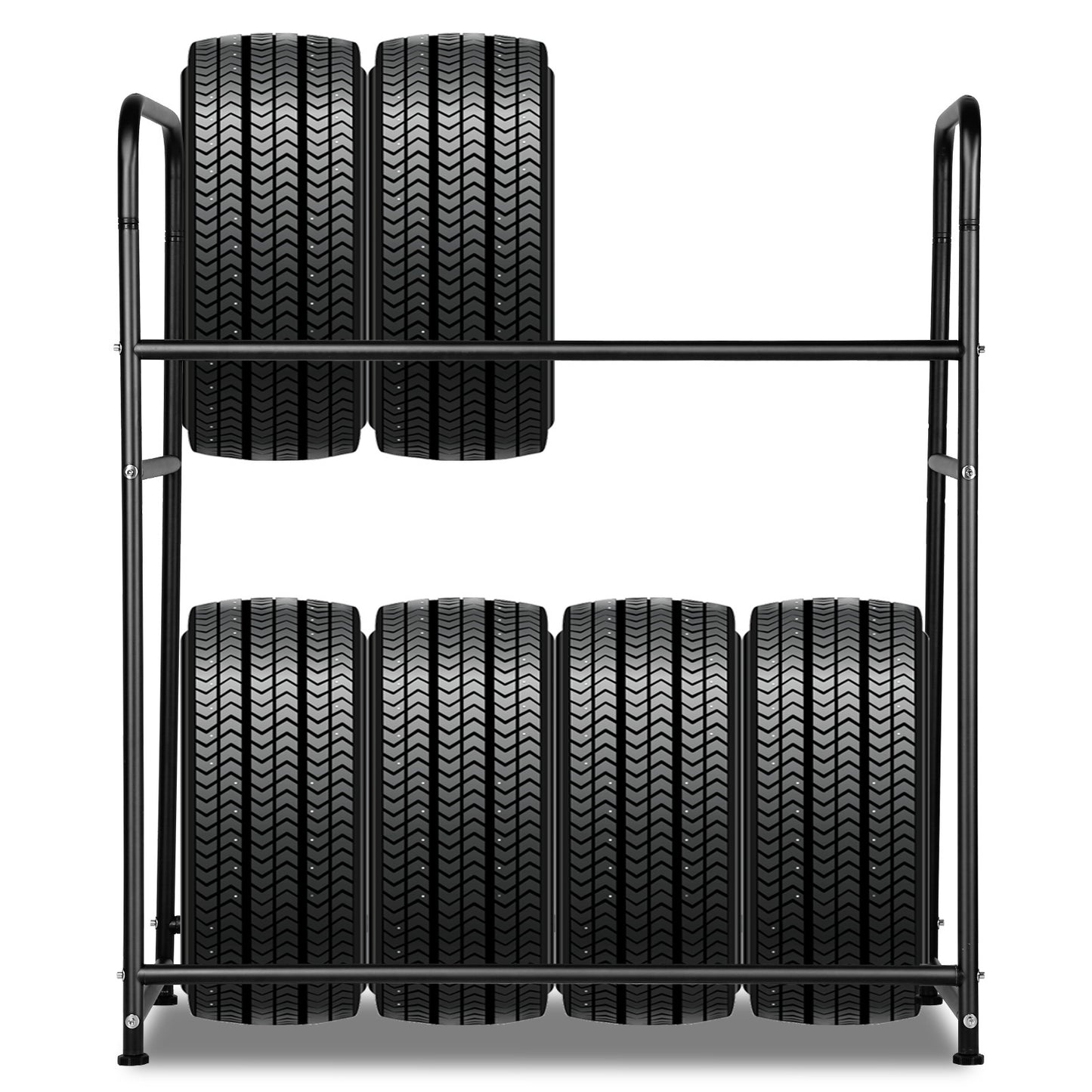 1X Porta Pneumatici per 8 Pneumatici Auto | Albero per Cerchioni con Capacità di Carico di 180 Kg e Copertura Protettiva | Portaoggetti Regolabile in Altezza per Garage e Seminterrato
