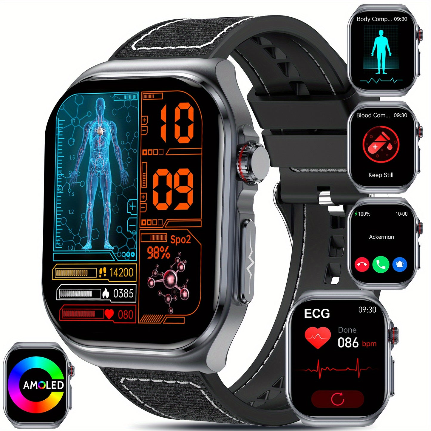 Smartwatch 2026 Nuovo: Display AMOLED Grande da 5,18 cm, Batteria a Lunga Durata da 530 mAh, Chiamata BT 5.3, Modalità Multi-Sport, Assistente Vocale, SOS, Monitoraggio Mestruale, Previsioni Meteo, Orologio Fitness per Android & IOS, Regalo Ideale per la