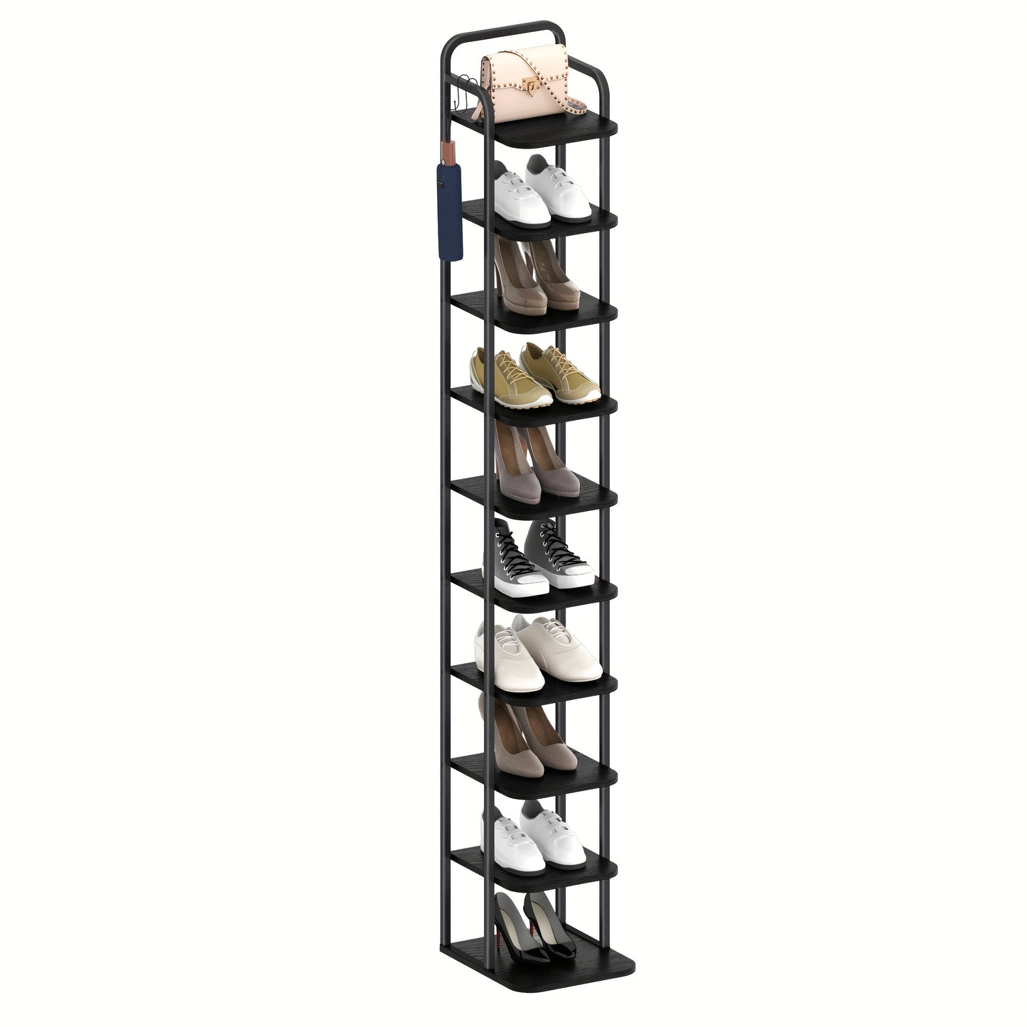Scarpiera verticale, organizzatore per scarpe, torre portascarpe salvaspazio, autoportante, regolabile, 10 ripiani