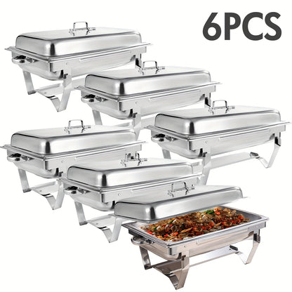 Set da 6 pezzi per buffet con mantenitore di calore - Scaldavivande professionali in acciaio inossidabile per grandi eventi, solo per cucinare