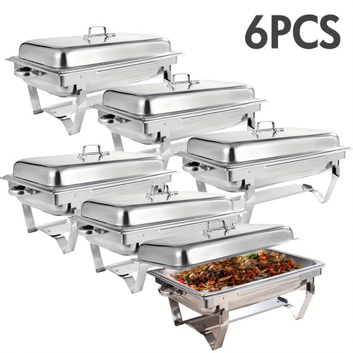 Set da 6 pezzi per buffet con mantenitore di calore - Scaldavivande professionali in acciaio inossidabile per grandi eventi, solo per cucinare