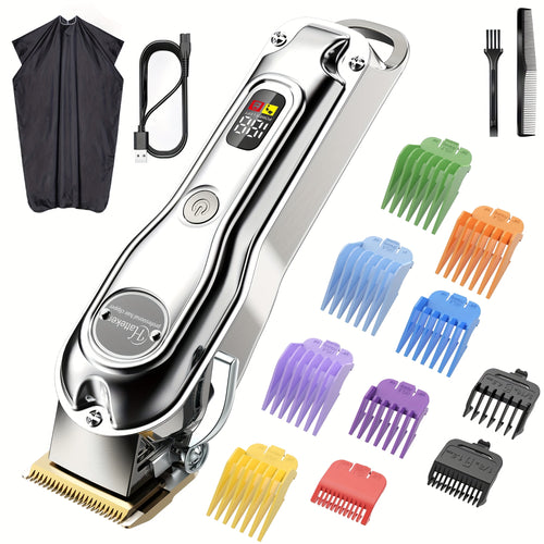 HATTEKER Tagliacapelli con Barbiere in Tessuto Professionale, Regolabarba, Clipper per Capelli, Barbiere Ricaricabile USB, Trimmer Elettrico Senza Fili per Uomo