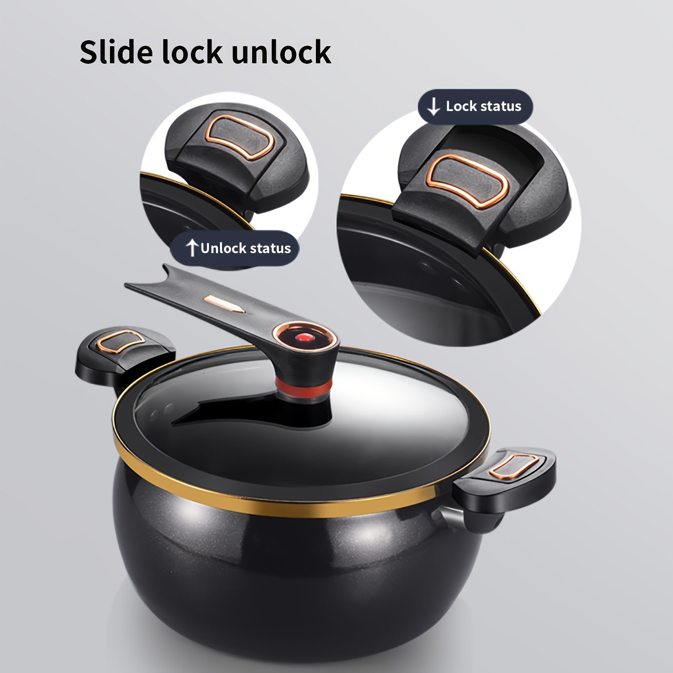 Pentola multiuso a doppia maniglia da 7 litri, disponibile in tre colori, con una generosa capacità di 25,4 cm, in ferro spesso, con coperchio in vetro e bordo dorato. Perfetta per zuppe, stufati e altro, ideale come regalo di Halloween e Natale in un mag