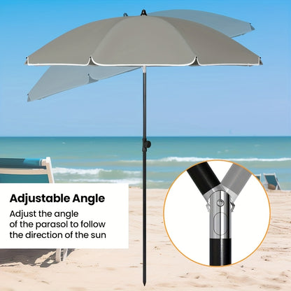 1 ombrellone da spiaggia, ombrello da balcone, protezione UV, ombrello a 8 stecche, stabile, regolabile, pieghevole a 45°, peso 180G/M², blocca efficacemente i raggi UV, portatile, compagno ideale per campeggio e giornate in spiaggia