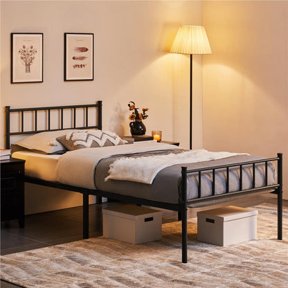 Costoffs Struttura Letto Moderno in Metallo con Testiera e Pediera con Spazio di Archiviazione per Appartamento Camera da Letto