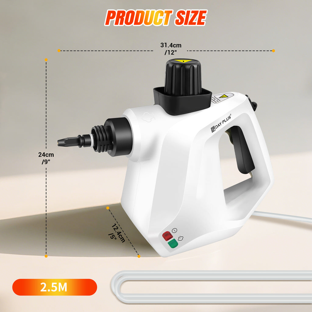 Pulitore a Vapore ad Alta Pressione per Auto, Macchina Vaporizzante 850W con Cavo di Alimentazione da 2.5m, Pistola a Vapore con Kit di 9 Accessori per la Rimozione di Macchie Multi-Superficie di Divani, Cucine, Piastrelle, Finestre, Tende, Moquette