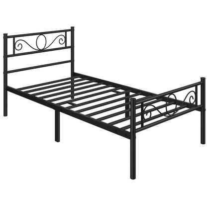 Costoffs Struttura Letto Stile Rustico Moderno in Metallo con Testiera Elegante e Pediera per Appartamento Camera da Letto Stanza degli Ospiti Studio