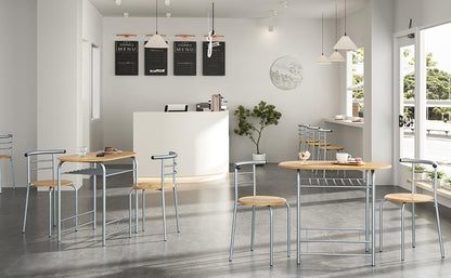 Costoffs Set Tavolo e 2 Sedie da Bar e Sala da Pranzo in Legno e Metallo per Cucina Balcone Piccoli Spazi Sedia Portata 136 kg