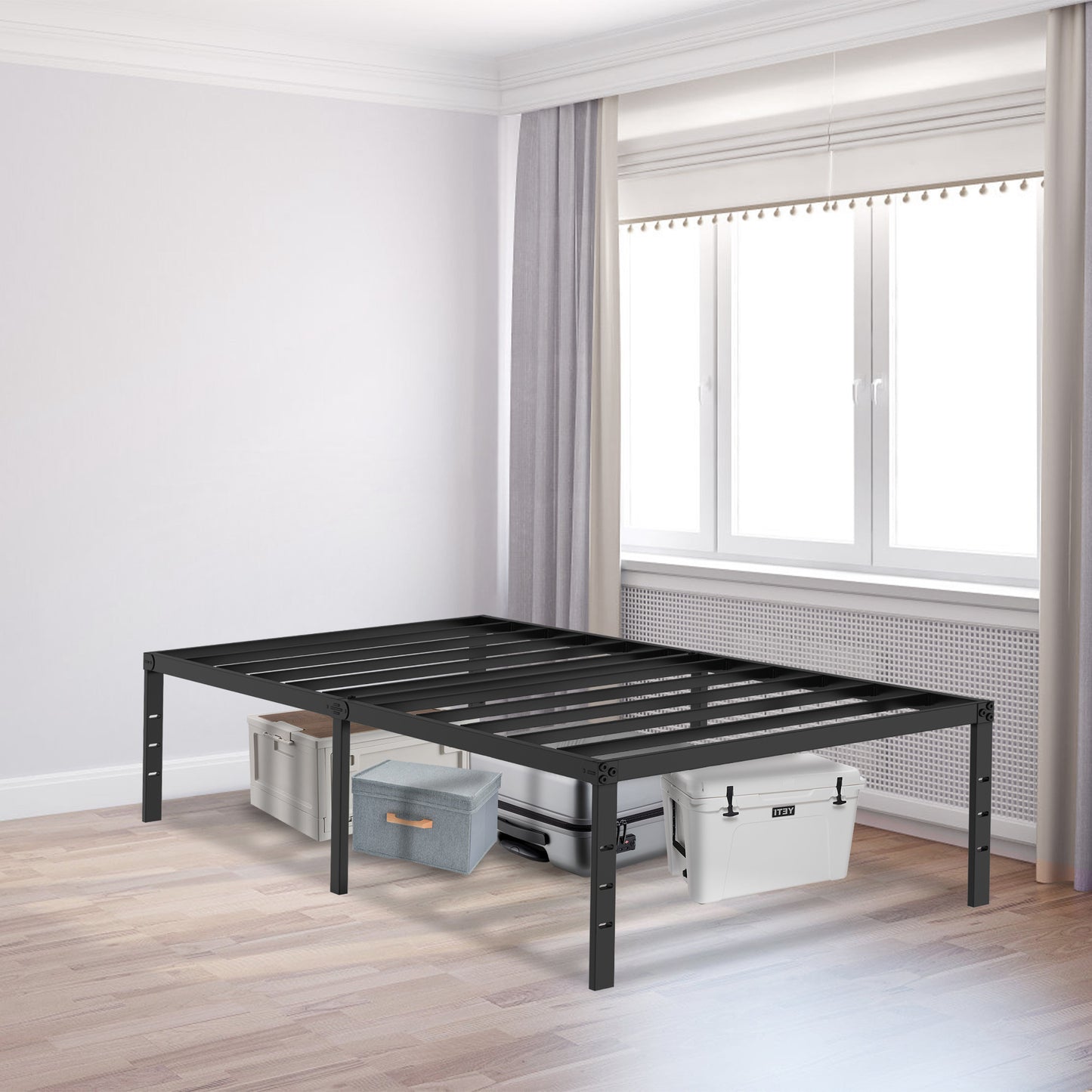 Struttura Letto in Metallo con Sponde a Rete Altezza 42 cm Letto Singolo Letto Matrimoniale per Camera da Letto Stanza degli Ospiti