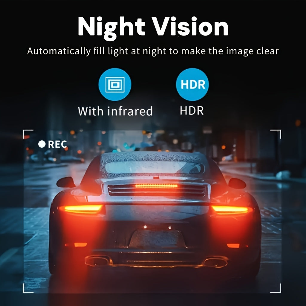 BCUOZ Dash Cam per auto 360 gradi con lente 3/4, 1080P, per auto, registrazione anteriore 1080P e posteriore/sinistra/destra 720P, con scheda di memoria da 64 GB, telecamera rotante a 360 gradi, registrazione in loop, Super Visione Notturna