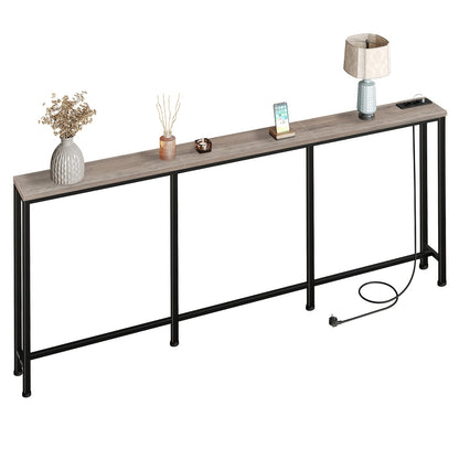 Tavolino Comodino Lungo e Sottile - Elegante Tavolino Rettangolare per Divano per Spazi Piccoli, Perfetto come Tavolino da Letto o dietro il Divano, Moderno Tavolino Sa Sottile con Organizzatore, per Soggiorno, Ingresso, Corridoio, Marrone