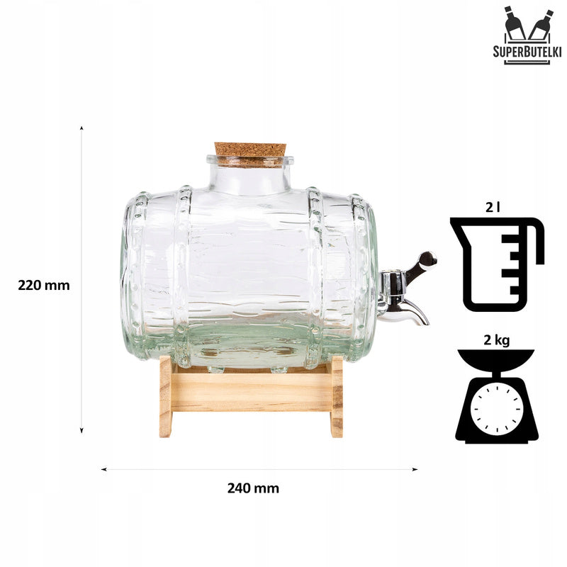Barile di vetro con rubinetto per PRESENZA ALCOOL BIMBER VODKA VINO Distributore d'acqua