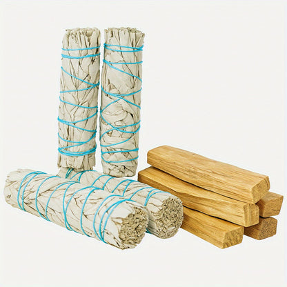 Kit per Purificazione e Incenso con Salvia Bianca e Palo Santo - Kit di Fumigazione con Bastoncino di Salvia