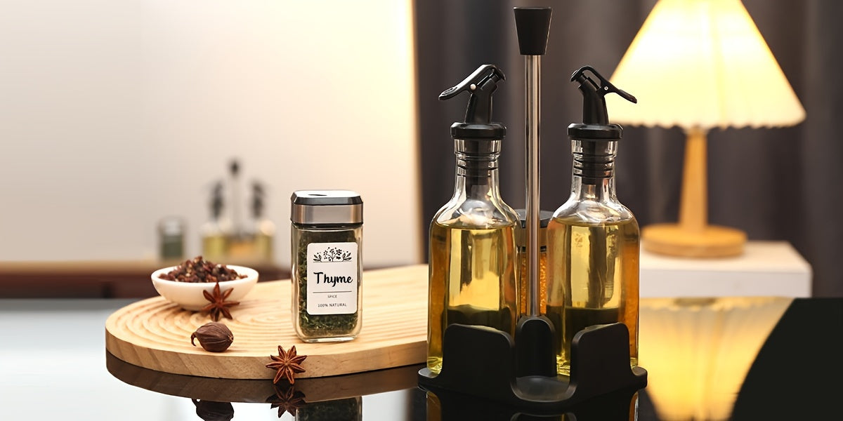 Barattoli quadri per spezie Miorkly con spruzzino integrato, 24 barattoli dosatori per spezie, set di barattoli per spezie da 120ml, scatola porta spezie, contenitori per spezie con coperchi girevoli con foro per spezie, con etichette, barattoli per spezi