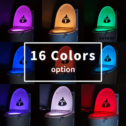 Set da 2 luci moderne per WC con sensore a infrarossi, rilevamento di movimento e luce notturna, adatte per bagno, a parete/spento, 16 opzioni di colore, funzionamento senza spina per water, in plastica