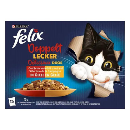 FELIX As Good as It Looks Double Delicious Miscela di Carni, Cibo Umido per Gatti in Gelatina