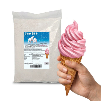 Ice Bear Soft Ice Powder Fragola 1 Kg per Macchina per Gelato Morbido 1:2.5 Misto Fragola