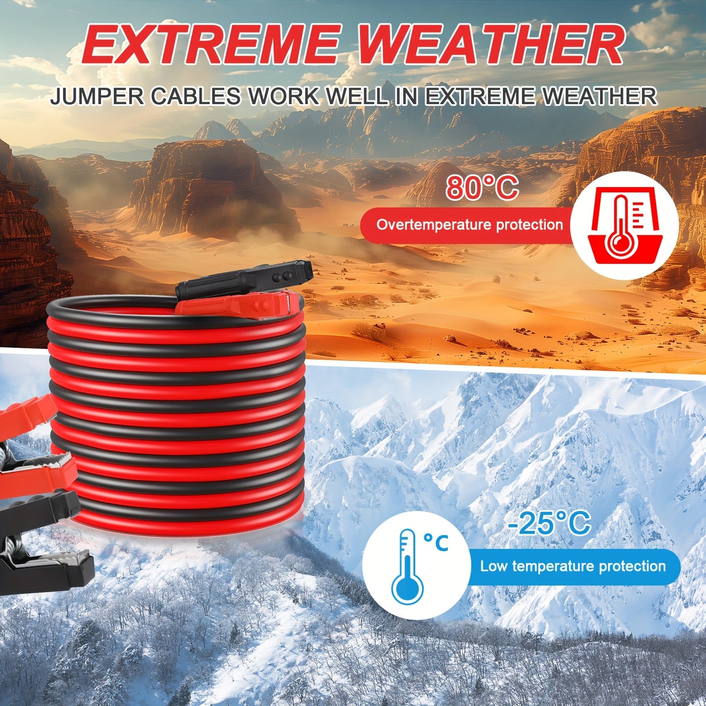 4M/6M, Cavo di Avviamento Auto, Booster di Avviamento di Emergenza per Auto per Jump Start, con Borsa di Stoccaggio, Adatto per Auto, SUV, Camion e Camper, Senza Batteria