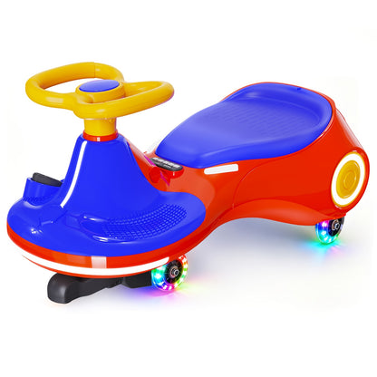 Macchinina a Pedali Oscillante, Giostrina Altalena 2 in 1, Protezione -Ribaltamento, Capacità 150 Lbs per Bambini e Bambine dai 3 Anni in Su, Regalo Ideale per Feste/Compleanno (Viola/Giallo/Blu)