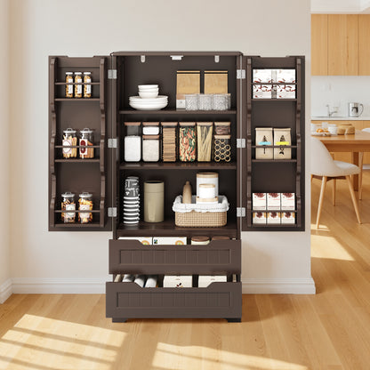 Credenza pensile per cucina - Mobiletto a pavimento con 2 cassetti e 2 ante - 60x40x120cm - Armadi da cucina bianchi