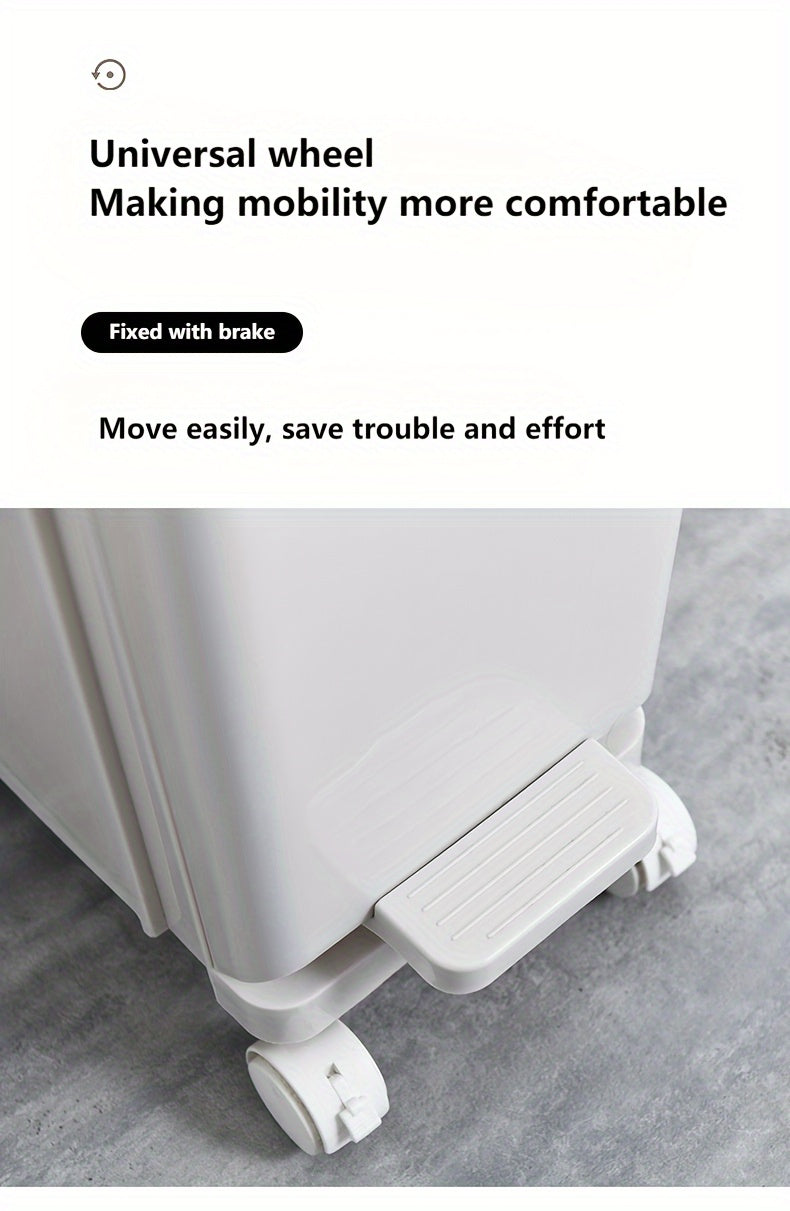 Pattumiera stretta da cucina da 32L con coperchio, raccolta differenziata con divisorio o doppi contenitori interni, a pedale per separazione di rifiuti asciutti e umidi, contenitore per rifiuti in plastica salvaspazio per cucina e bagno