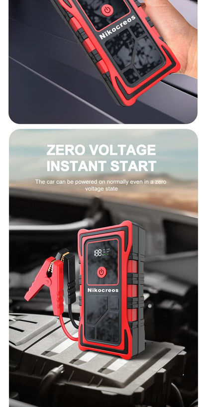 Avviatore d'emergenza per auto 6000A-8000A, display a LED, torcia a LED, ricarica rapida USB, batteria integrata ad alta capacità, portatile e facile da usare, avviatore per auto