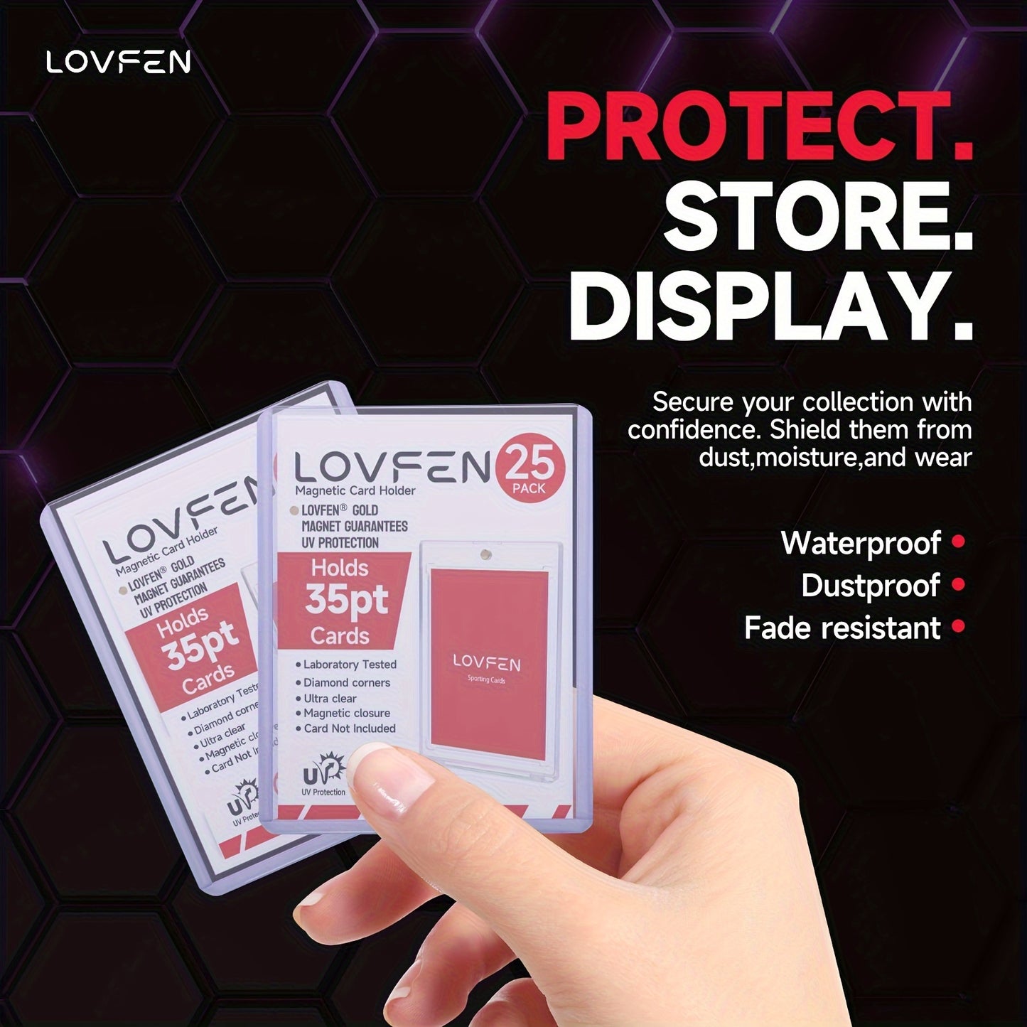 LOVFEN - 35pt Top Load per Carte - Confezione da 500 (20x25 Pacchi) - Misura Standard 7,62x10,16 cm - Proteggi le Tue Carte da Baseball e Sportive con Queste Custodie Protettive in Plastica Trasparente e Rigida