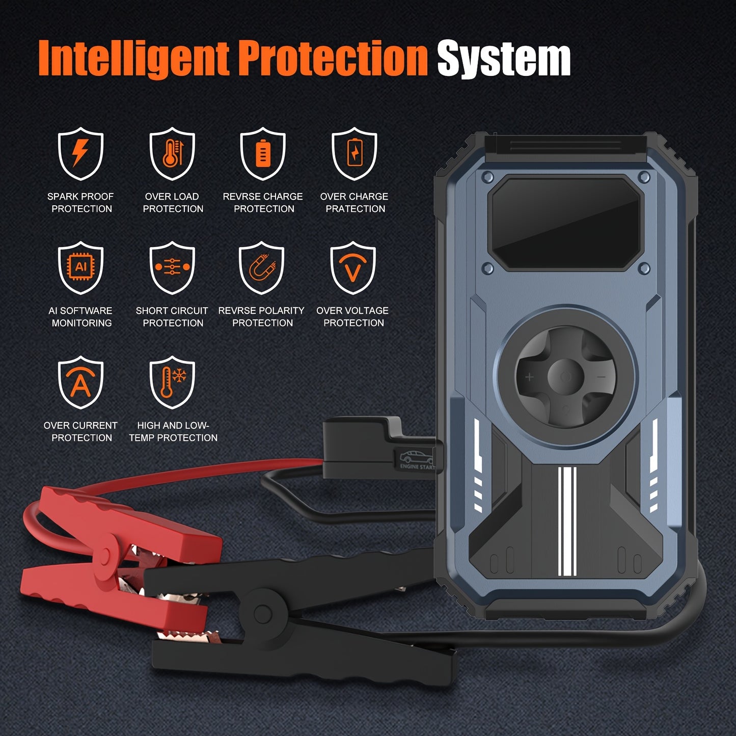 Swarey 12000Mah Avviatore di Emergenza per Auto con Compressore d'Aria, 150PSI 6000A Corrente di Picco Avviatore di Emergenza per Tutti i Motori a Benzina e Diesel da 10.0L, Avviatore di Emergenza con LED