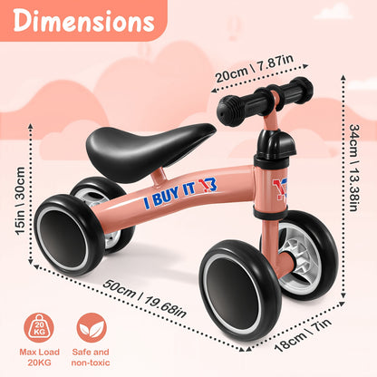 I BUY IT Bici in equilibrio per bambini - Bici leggera per bambini piccoli con telaio robusto e base ampia, 4 opzioni di colore (Rosa/Rosso/Verde/Blu/Giallo) - Bici addestramento senza pedali con sistema di freno lineare e ruote basse per bambini e bambin
