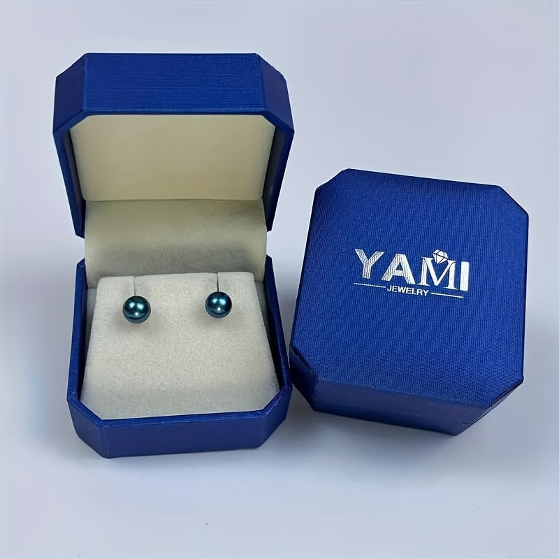 Orecchini rotondi neri in perle di mare coltivate in acqua salata, argento sterling S925, per mamma, fidanzata, amante, il miglior regalo per tutte le feste